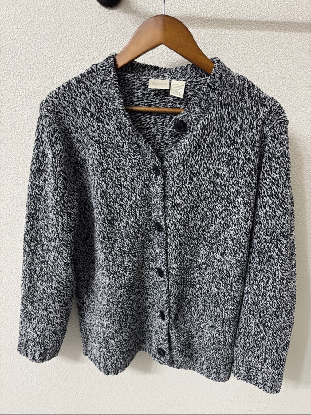 Vintage Erika Black & Gray Button-up  Cardigan